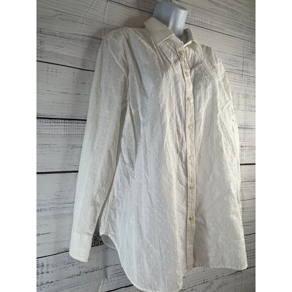 Talbots White Cotton Button Down Blouse Shirt Size XL Career Office Casual - Picture 2 of 14